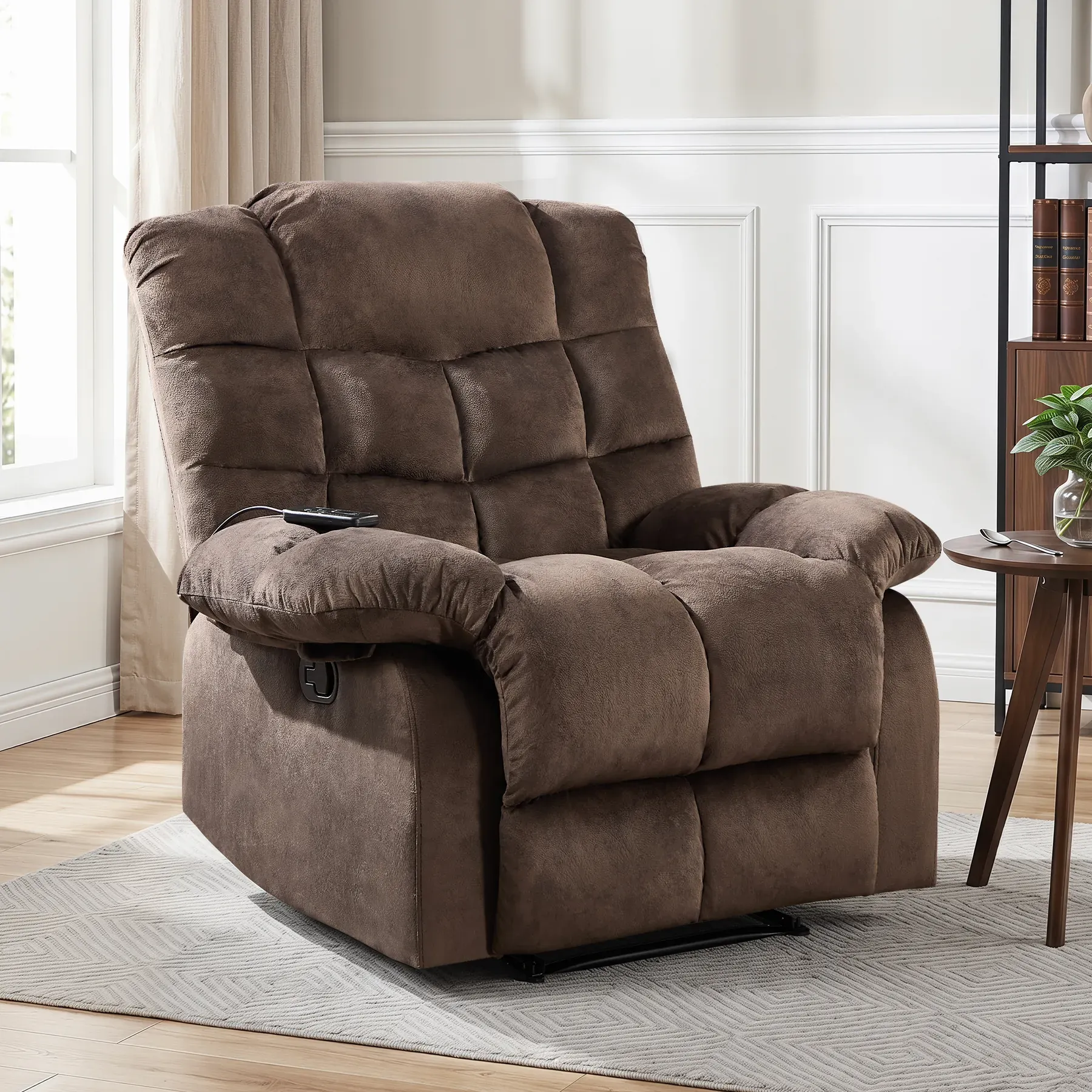 Heat & Vibration Fabric Recliner, Brown